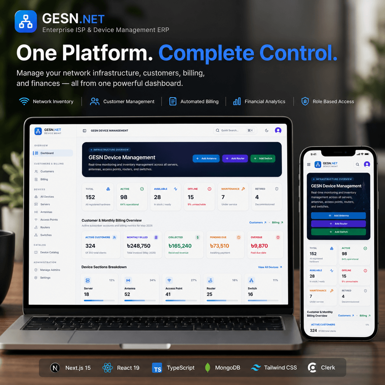 GESN.NET — Enterprise ISP & Device Management ERP