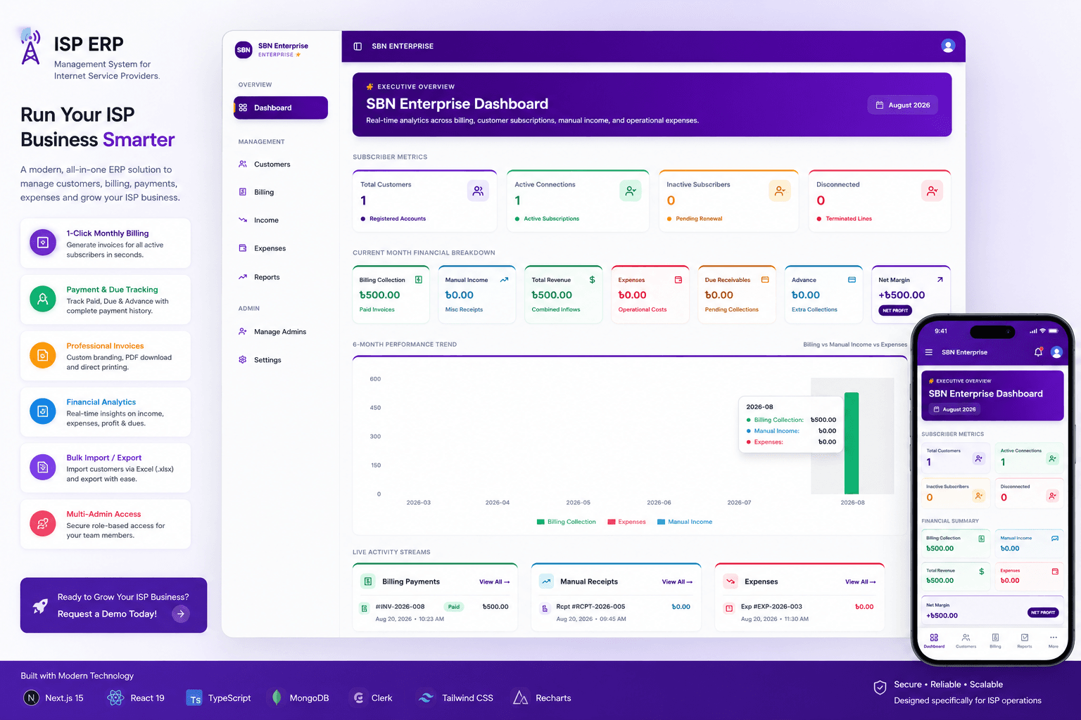 ISP ERP — Complete ISP Management & Billing Solution